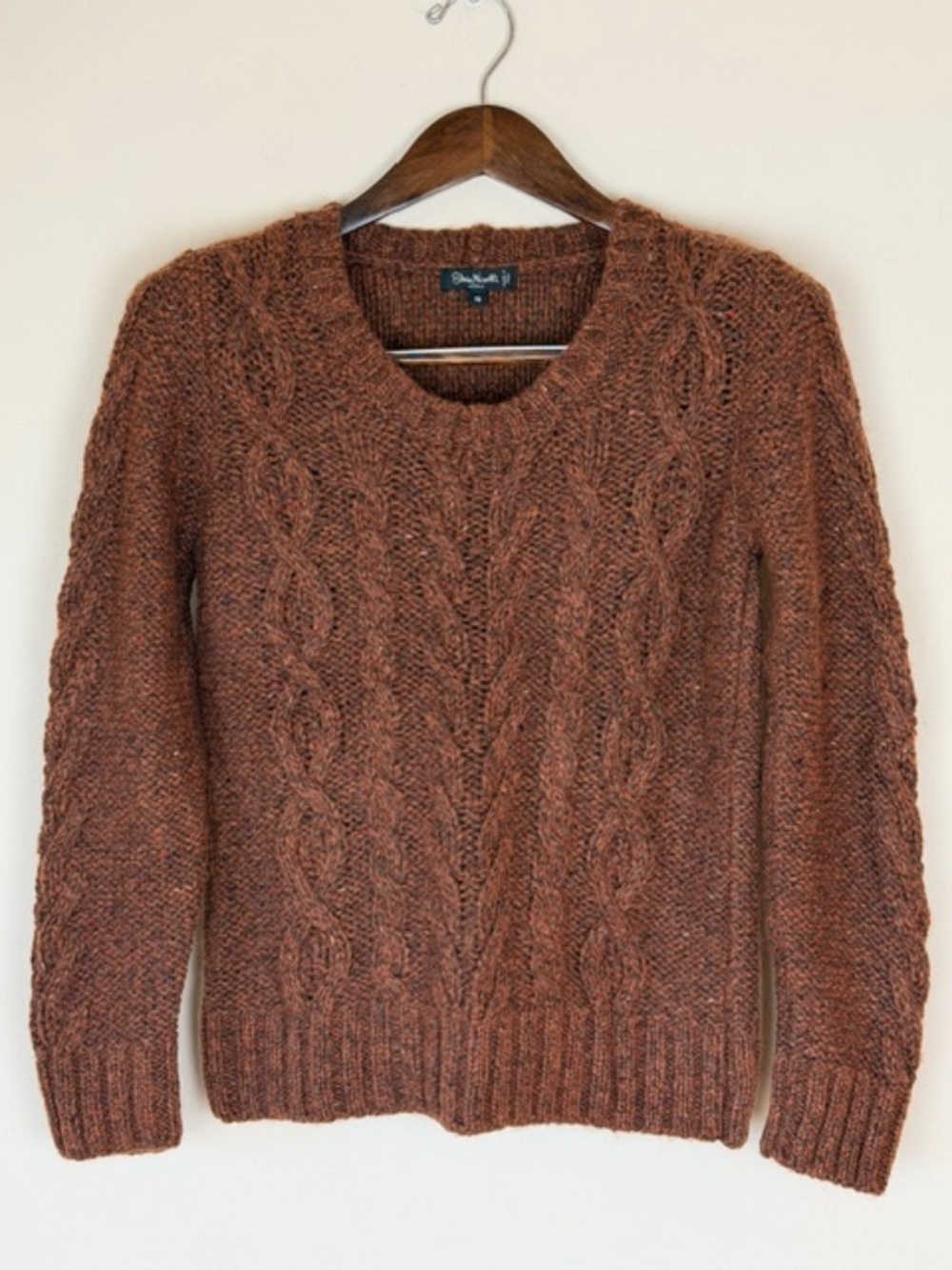 Silvia Novelli Brown Cable Knit Sweater Made in Italy Wool Blend Size Small